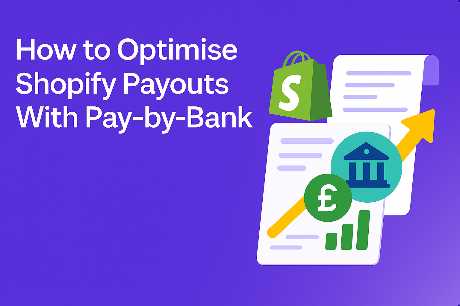 Illustration showing how Pay by Bank enables instant Shopify payouts compared to traditional 3–5 day payment delays